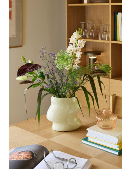 Vase beige sable en verre 20 cm Lote