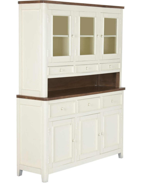Vaisselier vitrine crème en manguier et MDF 150 cm Belmira