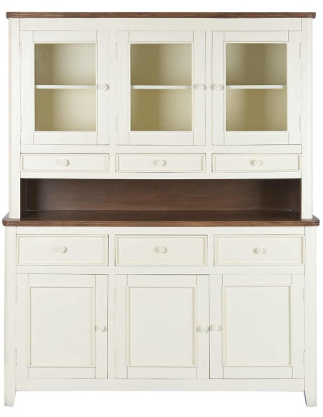 Vaisselier vitrine crème en manguier et MDF 150 cm Belmira