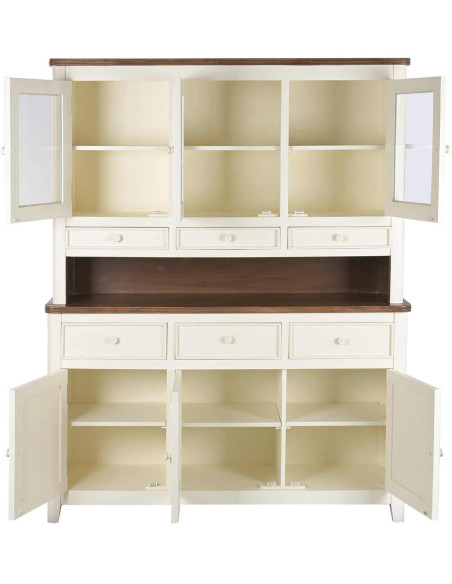 Vaisselier vitrine crème en manguier et MDF 150 cm Belmira
