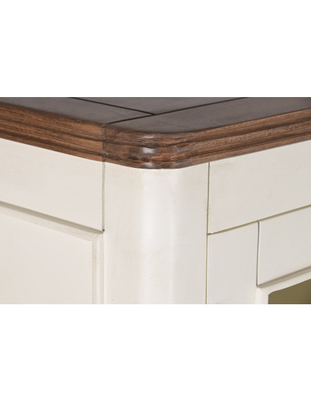 Vaisselier vitrine crème en manguier et MDF 150 cm Belmira