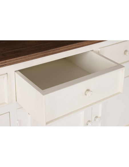Vaisselier vitrine crème en manguier et MDF 150 cm Belmira