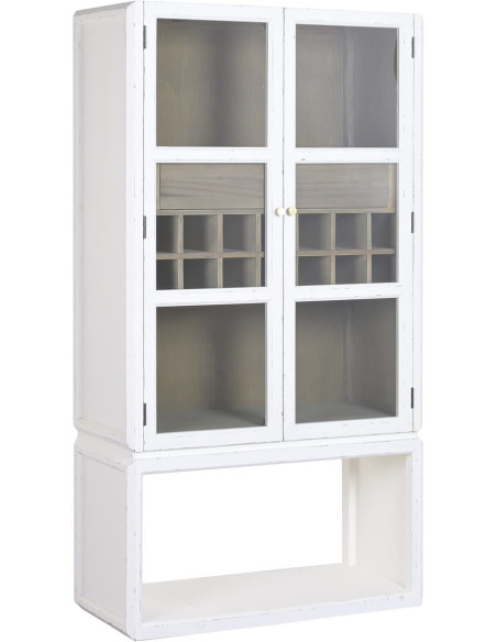 Meuble bar vitré orme blanc 98 cm Solenza