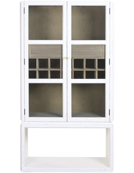Meuble bar vitré orme blanc 98 cm Solenza
