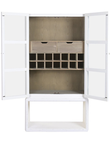 Meuble bar vitré orme blanc 98 cm Solenza