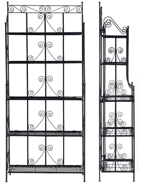 Étagère métal noir pliable 5 niveaux Valoria