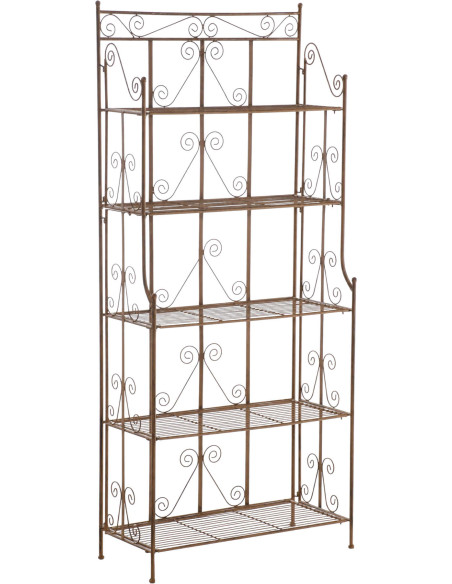 Étagère métal brun antique pliable 5 niveaux Valoria