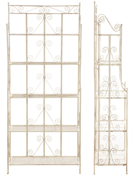 Étagère métal crème antique 5 niveaux 173 cm Valoria