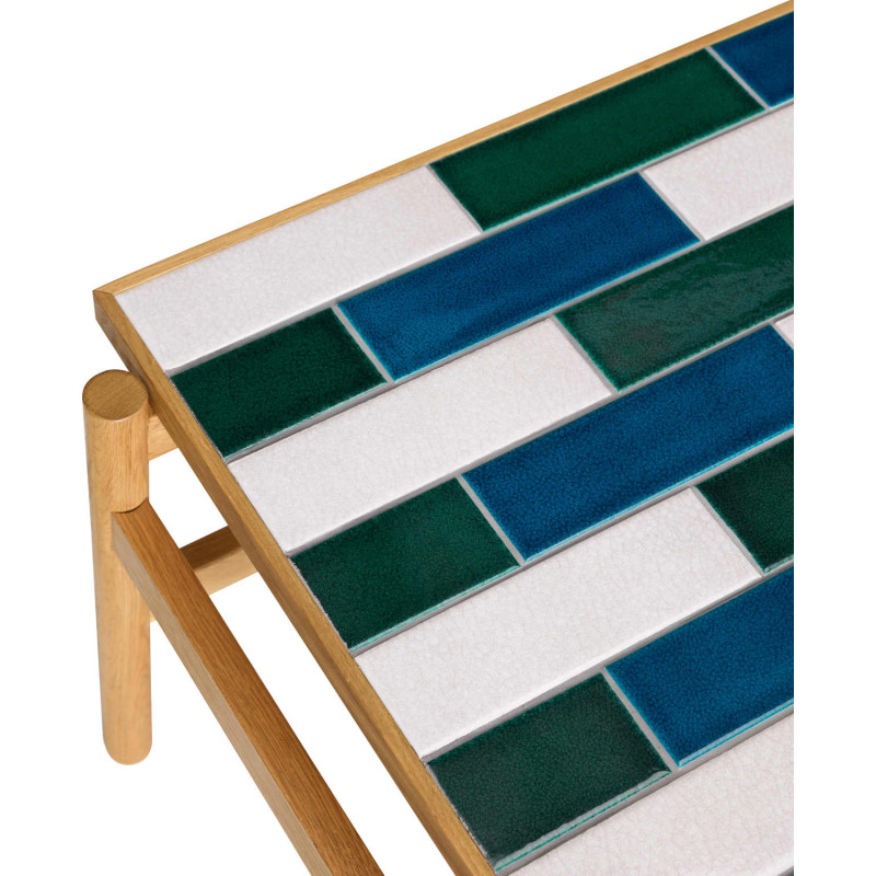 Table basse carrelage bois 132 cm Motif