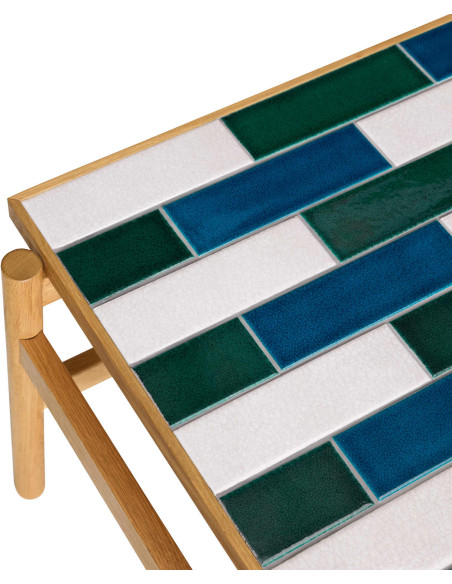 Table basse carrelage bois 132 cm Motif
