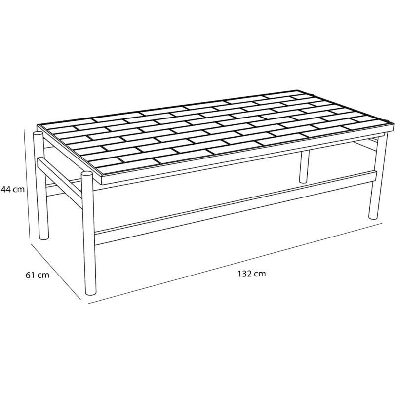 Table basse carrelage bois 132 cm Motif