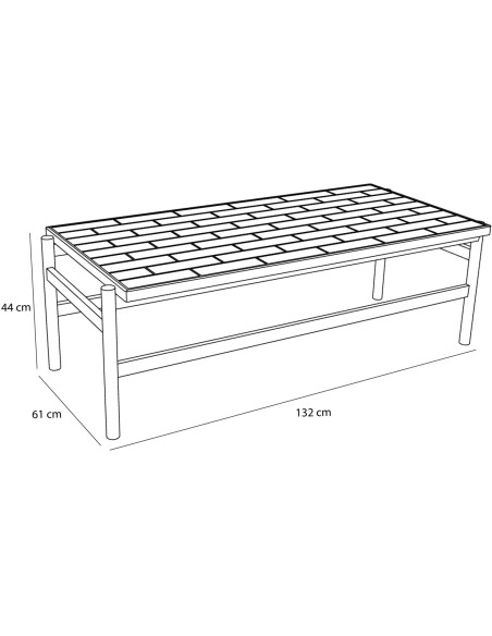Table basse carrelage bois 132 cm Motif