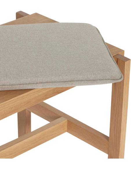 Banc d’entrée chêne naturel coussin sable 60 cm Epoch