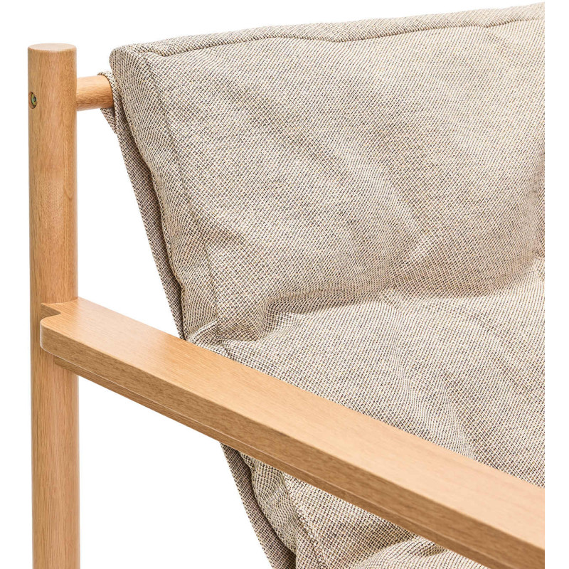 Fauteuil lounge chêne coussin beige...