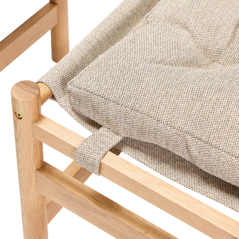 Fauteuil lounge chêne coussin beige...