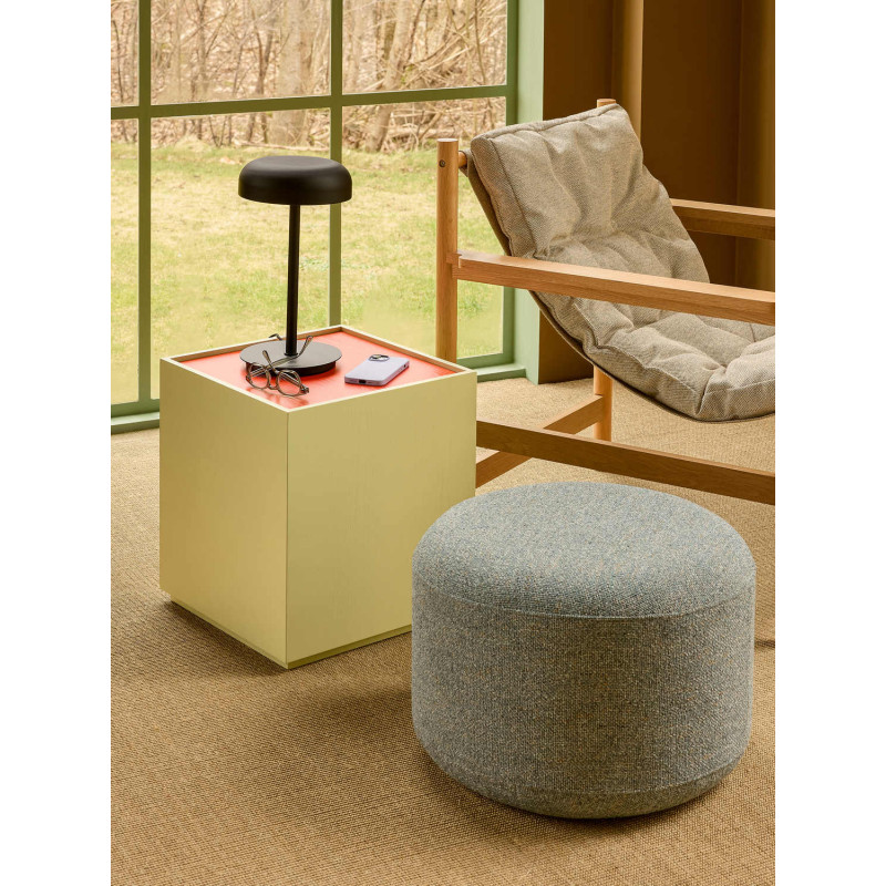 Fauteuil lounge chêne coussin beige...