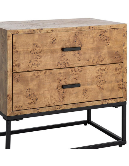 Table de chevet MDF effet bois naturel métal noir 55x41x55 cm Burkévia