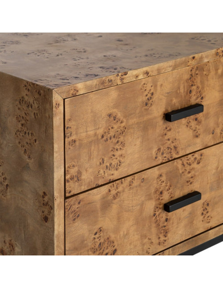 Table de chevet MDF effet bois naturel métal noir 55x41x55 cm Burkévia