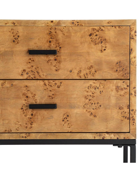 Table de chevet MDF effet bois naturel métal noir 55x41x55 cm Burkévia