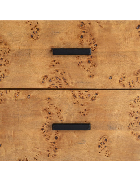 Table de chevet MDF effet bois naturel métal noir 55x41x55 cm Burkévia
