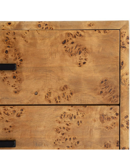 Table de chevet MDF effet bois naturel métal noir 55x41x55 cm Burkévia