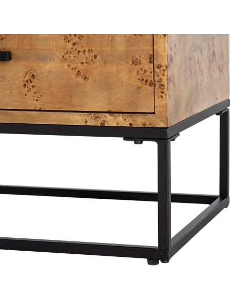 Table de chevet MDF effet bois naturel métal noir 55x41x55 cm Burkévia