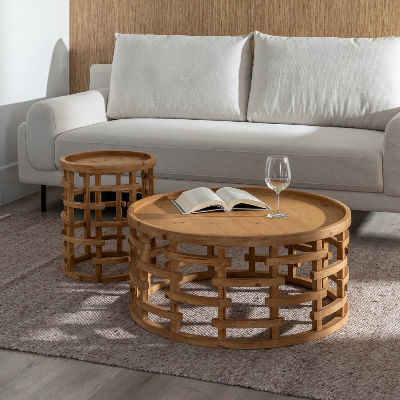 Table basse ronde en bois naturel 80...
