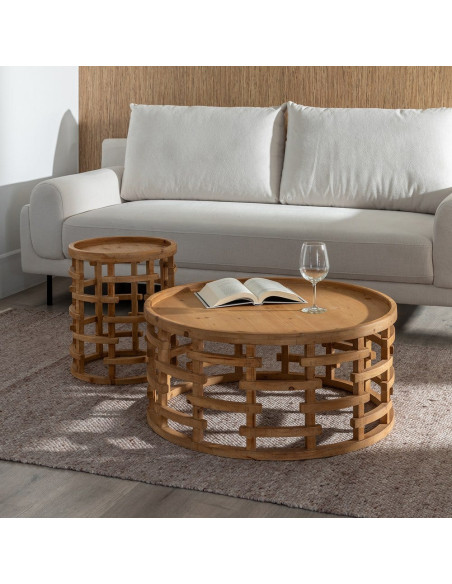 Table basse ronde en bois naturel 80 cm Koralyn