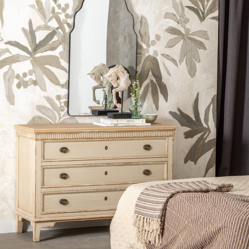 Commode bois crème 3 tiroirs Mazarine