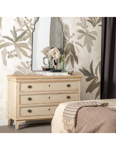 Commode bois crème 3 tiroirs Mazarine