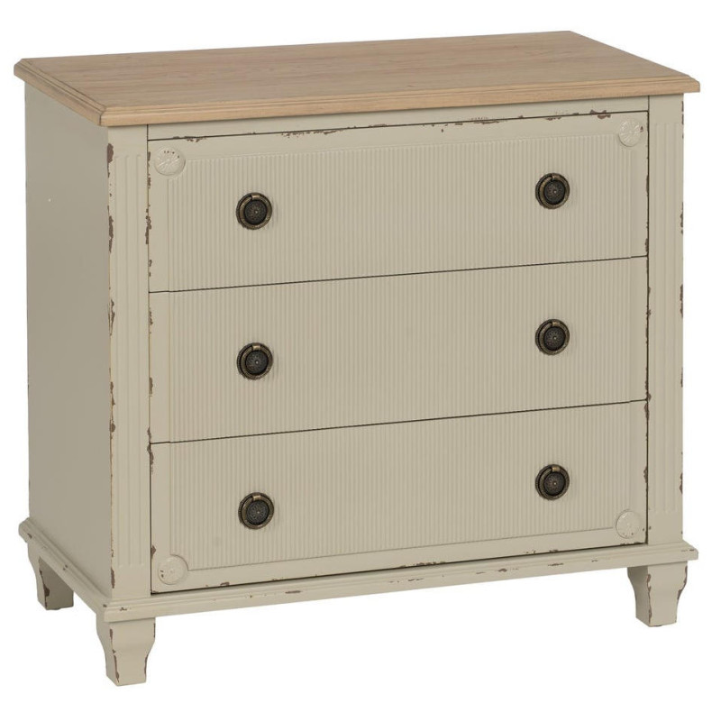Commode bois crème 3 tiroirs Zyran