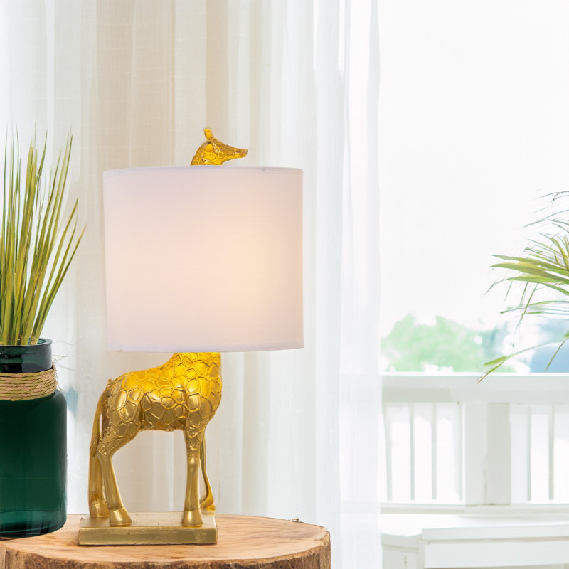 Lampe à poser girafe dorée E27 Amarvia