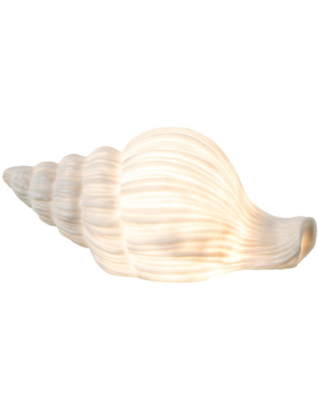 Lampe à poser coquillage blanche résine 36 cm Liorane