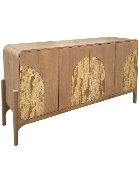 Buffet enfilade 4 portes brun manguier pierre 177 cm Solvaya