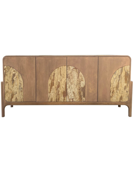 Buffet enfilade 4 portes brun manguier pierre 177 cm Solvaya
