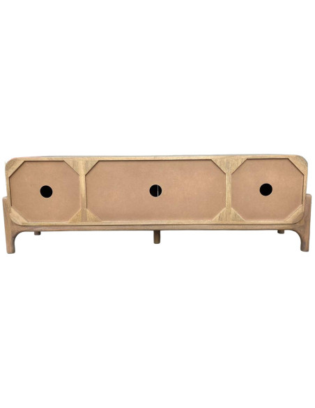 Meuble TV naturel manguier pierre 4 portes 160 cm Solvaya