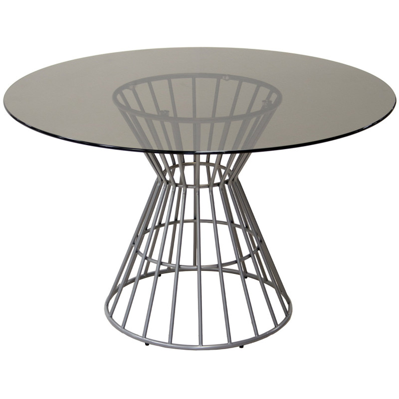 Table à manger ronde verre fumé métal...