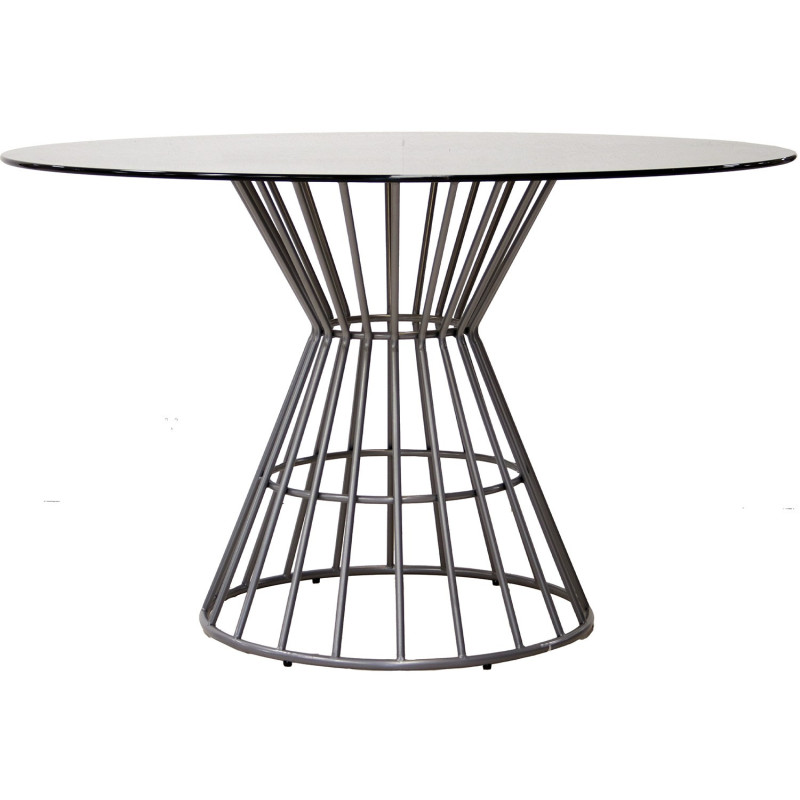Table à manger ronde verre fumé métal...