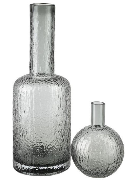 Bouteille déco verre gris fumé 12x45 cm Vérone