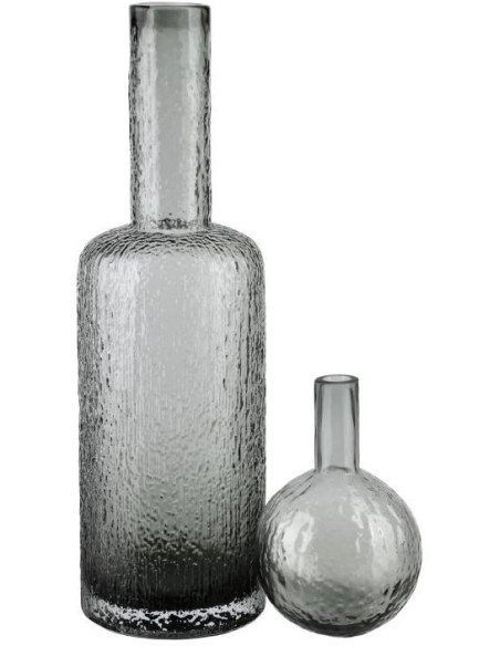 Bouteille déco verre gris fumé 12x50 cm Vérone