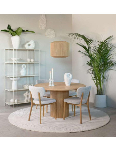 Table à manger ronde en chêne naturel Ø130 cm Wilmington