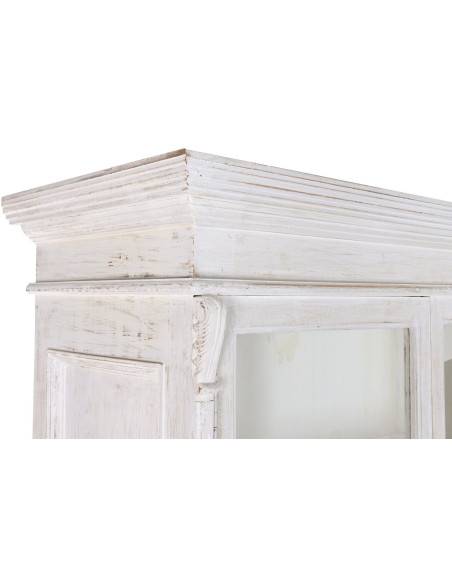 Vitrine vaisselier 2 portes en manguier blanc et verre 140x55x209 cm Honfleur