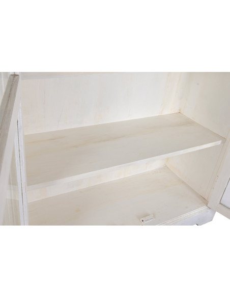 Vitrine vaisselier 2 portes en manguier blanc et verre 140x55x209 cm Honfleur