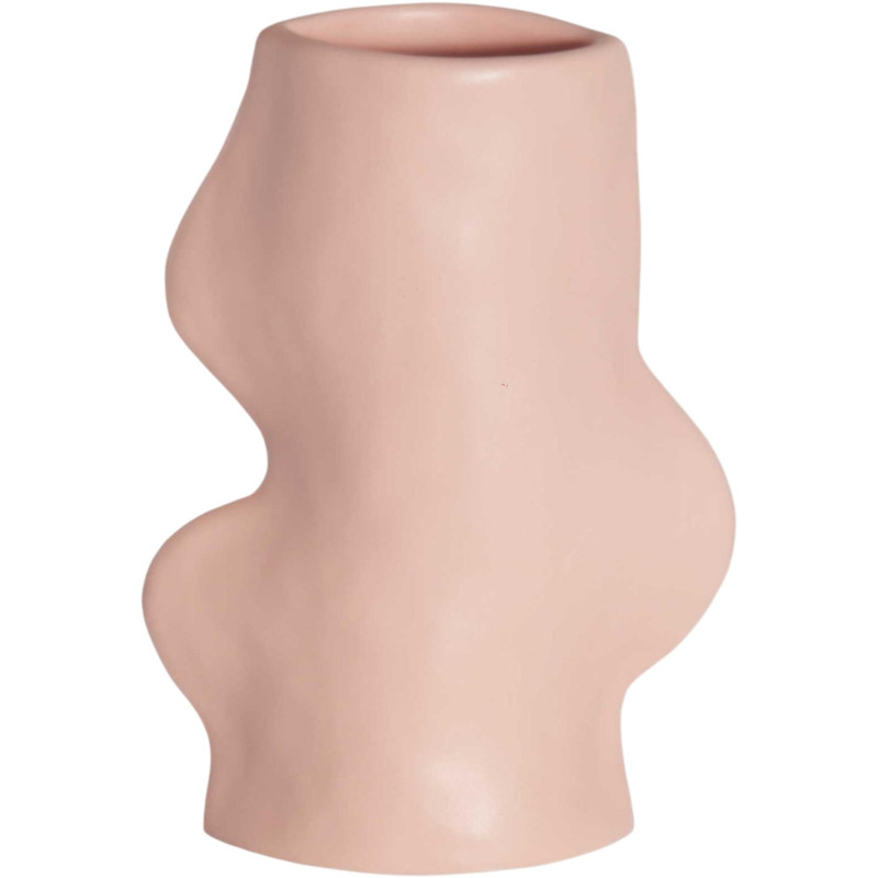 Vase céramique rose poudré 17 cm Fluxo