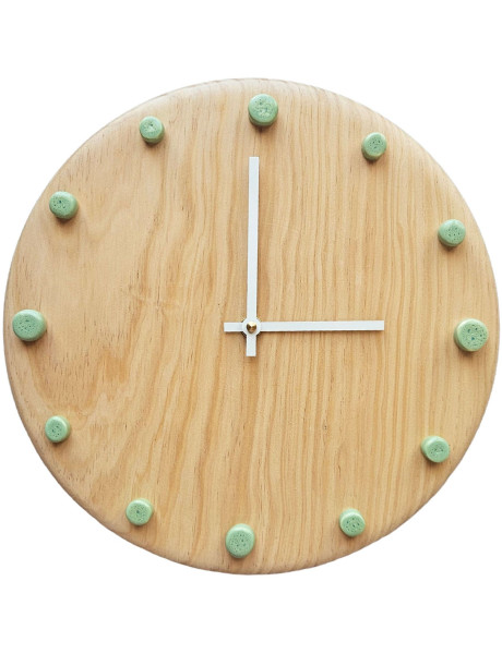 Horloge murale bois silencieuse aiguilles blanches repères menthe 29 cm Aalborg