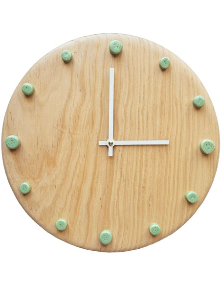 Horloge murale bois silencieuse aiguilles blanches repères menthe 29 cm Aalborg