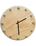 Horloge murale bois silencieuse aiguilles noires repères menthe 29 cm Aalborg