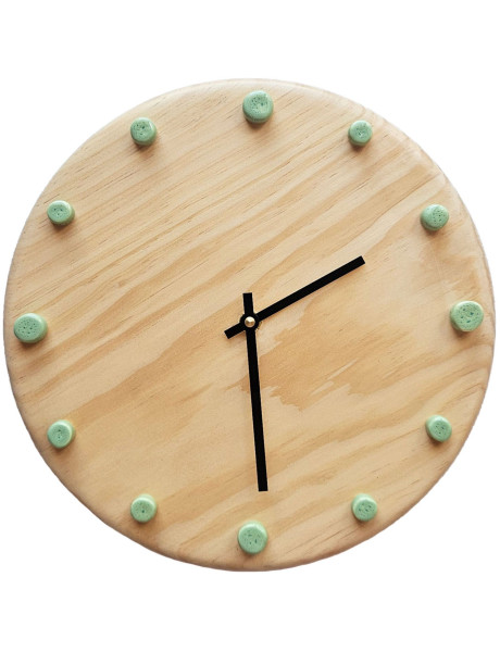 Horloge murale bois silencieuse aiguilles noires repères menthe 29 cm Aalborg