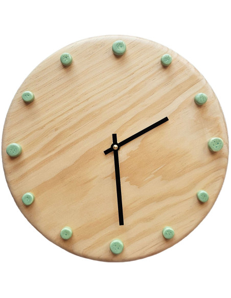 Horloge murale bois silencieuse aiguilles noires repères menthe 29 cm Aalborg