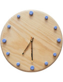 Horloge murale bois silencieuse aiguilles dorées repères bleu clair 29 cm Aalborg